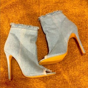 Denim booties